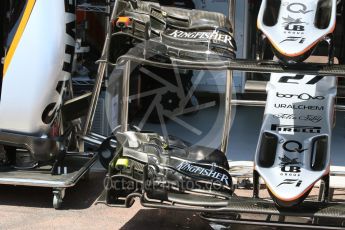 World © Octane Photographic Ltd. Sahara Force India VJM09 - noses and front wings. Wednesday 25th May 2016, F1 Monaco GP Paddock, Monaco, Monte Carlo. Digital Ref :1559CB7D9861
