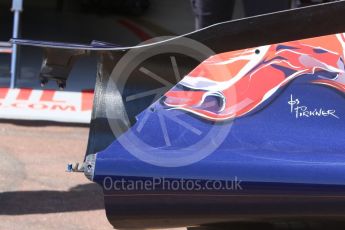 World © Octane Photographic Ltd. Scuderia Toro Rosso STR11 – asymmetric rear bodywork. Wednesday 25th May 2016, F1 Monaco GP Paddock, Monaco, Monte Carlo. Digital Ref :1559CB7D9904