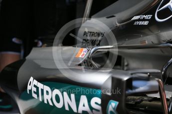 World © Octane Photographic Ltd. Mercedes AMG Petronas W07 Hybrid – sidepod. Wednesday 25th May 2016, F1 Monaco GP Paddock, Monaco, Monte Carlo. Digital Ref :1559LB1D4133