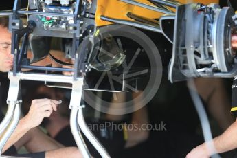 World © Octane Photographic Ltd. Renault Sport F1 Team RS16 under build. Wednesday 25th May 2016, F1 Monaco GP Paddock, Monaco, Monte Carlo. Digital Ref :1559LB1D4264