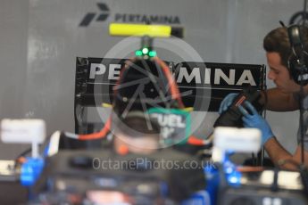 World © Octane Photographic Ltd. Manor Racing MRT05 - rear wing. Wednesday 25th May 2016, F1 Monaco GP Paddock, Monaco, Monte Carlo. Digital Ref :1559LB1D4341