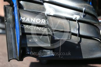 World © Octane Photographic Ltd. Manor Racing MRT05 - front wing. Wednesday 25th May 2016, F1 Monaco GP Paddock, Monaco, Monte Carlo. Digital Ref :1559LB1D4348