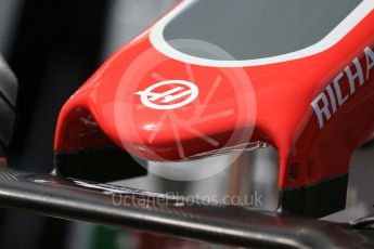 World © Octane Photographic Ltd. Haas F1 Team VF-16 nose. Wednesday 25th May 2016, F1 Monaco GP Paddock, Monaco, Monte Carlo. Digital Ref :1559LB1D4377