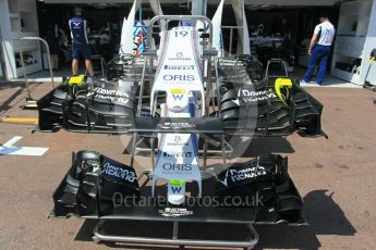 World © Octane Photographic Ltd. Williams Martini Racing, Williams Mercedes FW38 different nose and front wings – Felipe Massa. Wednesday 25th May 2016, F1 Monaco GP Paddock, Monaco, Monte Carlo. Digital Ref :1559LB1L6452