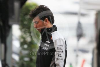 World © Octane Photographic Ltd. Sahara Force India VJM09 - Sergio Perez. Sunday 29th May 2016, F1 Monaco GP Paddock, Monaco, Monte Carlo. Digital Ref : 1572CB1D8849