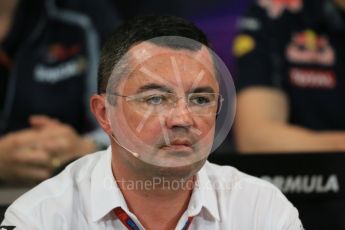 World © Octane Photographic Ltd. F1 Monaco GP FIA Team Personnel Press Conference, Monaco, Monte Carlo, Thursday 26th May 2016. McLaren Honda Racing Director – Eric Boullier. Digital Ref : 1563LB1D7989