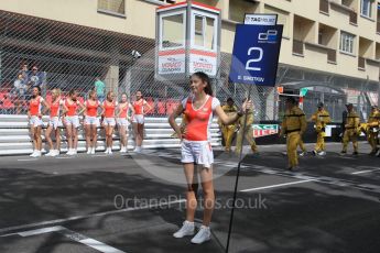 World © Octane Photographic Ltd. ART Grand Prix - GP2/11 – Sergey Sirotkin's TAG Heuer grid girl. Friday 27th May 2016, GP2 Race 1, Monaco, Monte Carlo. Digital Ref :1566CB1D7688