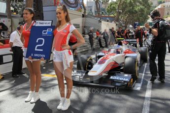 World © Octane Photographic Ltd. ART Grand Prix - GP2/11 – Sergey Sirotkin on the grid in pole position with his TAG Heuer grid girls. Friday 27th May 2016, GP2 Race 1, Monaco, Monte Carlo. Digital Ref :1566CB1D7758