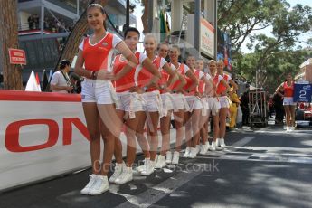 World © Octane Photographic Ltd. TAG Heuer grid girls. Friday 27th May 2016, GP2 Race 1, Monaco, Monte Carlo. Digital Ref :1566CB1D7802