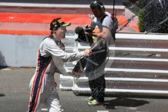 World © Octane Photographic Ltd. Russian Time – Artem Markelov celebrating his win. Friday 27th May 2016, GP2 Race 1 podium, Monaco, Monte Carlo. Digital Ref :1566CB1D8826