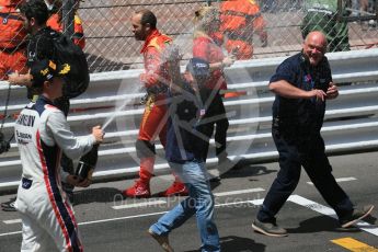 World © Octane Photographic Ltd. Russian Time celebrating Artem Markelov's win. Friday 27th May 2016, GP2 Race 1 parc ferme, Monaco, Monte Carlo. Digital Ref :1566CB1D8838