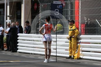 World © Octane Photographic Ltd. Racing Engineering - GP2/11 – Norman Nato's TAG Heuer grid girl. Friday 27th May 2016, GP2 Race 1, Monaco, Monte Carlo. Digital Ref :1566CB7D1388