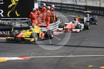 World © Octane Photographic Ltd. Pertamina Campos Racing - GP2/11 – Sean Gelael, MP Motorsport – Daniel de Jong and race winer Russian Time - Artem Markelov. Friday 27th May 2016, GP2 Race 1, Monaco, Monte Carlo. Digital Ref :1566CB7D1591