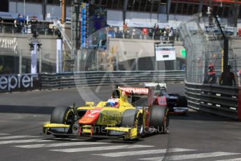 World © Octane Photographic Ltd. Pertamina Campos Racing - GP2/11 – Mitch Evans and MP Motorsport – Oliver Rowland. Friday 27th May 2016, GP2 Race 1, Monaco, Monte Carlo. Digital Ref :1566CB7D1625