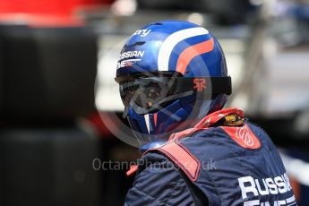 World © Octane Photographic Ltd. Russian Time mechanic waiting for a pitstop. Friday 27th May 2016, GP2 Race 1, Monaco, Monte Carlo. Digital Ref :1566CB7D1641