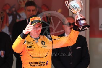 World © Octane Photographic Ltd. MP Motorsport – Oliver Rowland (3rd). Friday 27th May 2016, GP2 Race 1 Podium, Monaco, Monte Carlo. Digital Ref :1566CB7D1700