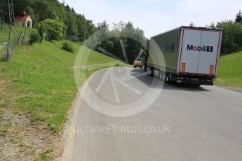 World © Octane Photographic Ltd. West loop of the old Osterreichring circuit - The old Dr.Tiroch Kurve now used as a truck park. Thursday 30th June 2016, F1 Austrian GP, Red Bull Ring, Spielberg, Austria. Digital Ref : 1597CB5D2464