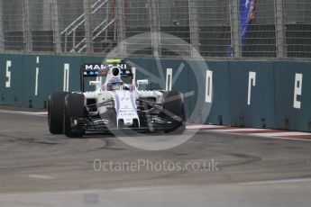 World © Octane Photographic Ltd. Williams Martini Racing, Williams Mercedes FW38 – Valtteri Bottas. Saturday 17th September 2016, F1 Singapore GP Practice 3, Marina Bay Circuit, Singapore. Digital Ref : 1720CB1D6348