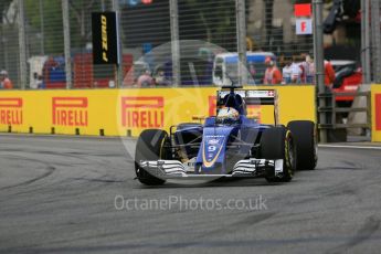 World © Octane Photographic Ltd. Sauber F1 Team C35 – Marcus Ericsson. Saturday 17th September 2016, F1 Singapore GP Practice 3, Marina Bay Circuit, Singapore. Digital Ref : 1720CB5D5816