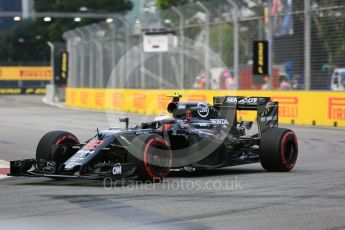 World © Octane Photographic Ltd. McLaren Honda MP4-31 – Jenson Button. Saturday 17th September 2016, F1 Singapore GP Practice 3, Marina Bay Circuit, Singapore. Digital Ref : 1720CB5D5840