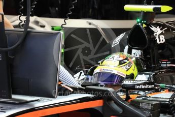 World © Octane Photographic Ltd. Sahara Force India VJM09 - Sergio Perez. Saturday 17th September 2016, F1 Singapore GP Practice 3, Marina Bay Circuit, Singapore. Digital Ref : 1720LB1D0583