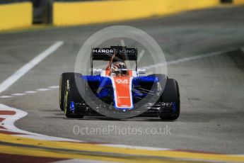 World © Octane Photographic Ltd. Manor Racing MRT05 - Pascal Wehrlein. Saturday 17th September 2016, F1 Singapore GP Qualifying, Marina Bay Circuit, Singapore. Digital Ref :1721CB1D6615
