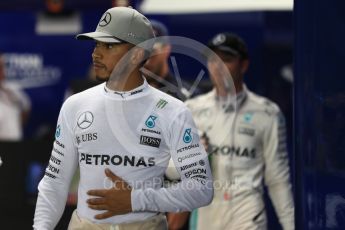 World © Octane Photographic Ltd. Mercedes AMG Petronas W07 Hybrid – Lewis Hamilton and Nico Rosberg. Saturday 17th September 2016, F1 Singapore GP Qualifying, Marina Bay Circuit, Singapore. Digital Ref :1721LB1D0945