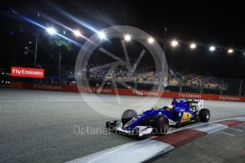 World © Octane Photographic Ltd. Sauber F1 Team C35 – Marcus Ericsson. Saturday 17th September 2016, F1 Singapore GP Qualifying, Marina Bay Circuit, Singapore. Digital Ref :1721LB2D0443