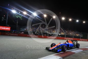 World © Octane Photographic Ltd. Manor Racing MRT05 – Esteban Ocon. Saturday 17th September 2016, F1 Singapore GP Qualifying, Marina Bay Circuit, Singapore. Digital Ref :1721LB2D0798