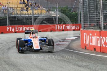 World © Octane Photographic Ltd. Manor Racing MRT05 – Esteban Ocon. Friday 16th September 2016, F1 Singapore GP Practice 1, Marina Bay Circuit, Singapore. Digital Ref :