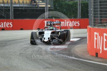 World © Octane Photographic Ltd. Sahara Force India VJM09 with Halo - Nico Hulkenberg. Friday 16th September 2016, F1 Singapore GP Practice 1, Marina Bay Circuit, Singapore. Digital Ref :