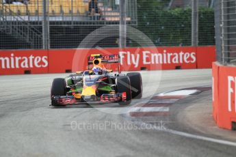 World © Octane Photographic Ltd. Red Bull Racing RB12 – Max Verstappen. Friday 16th September 2016, F1 Singapore GP Practice 1, Marina Bay Circuit, Singapore. Digital Ref :