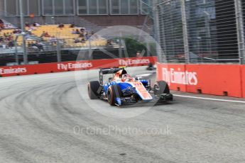 World © Octane Photographic Ltd. Manor Racing MRT05 – Esteban Ocon. Friday 16th September 2016, F1 Singapore GP Practice 1, Marina Bay Circuit, Singapore. Digital Ref :