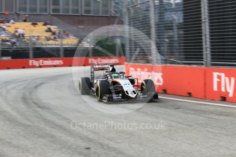 World © Octane Photographic Ltd. Sahara Force India VJM09 with Halo - Nico Hulkenberg. Friday 16th September 2016, F1 Singapore GP Practice 1, Marina Bay Circuit, Singapore. Digital Ref :