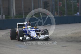 World © Octane Photographic Ltd. Sauber F1 Team C35 – Marcus Ericsson. Friday 16th September 2016, F1 Singapore GP Practice 1, Marina Bay Circuit, Singapore. Digital Ref :