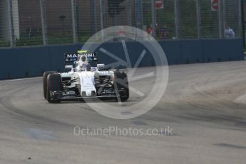 World © Octane Photographic Ltd. Williams Martini Racing, Williams Mercedes FW38 – Valtteri Bottas. Friday 16th September 2016, F1 Singapore GP Practice 1, Marina Bay Circuit, Singapore. Digital Ref :