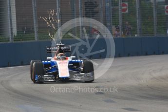 World © Octane Photographic Ltd. Manor Racing MRT05 - Pascal Wehrlein. Friday 16th September 2016, F1 Singapore GP Practice 1, Marina Bay Circuit, Singapore. Digital Ref :