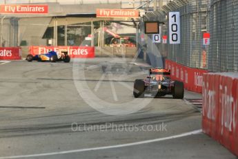 World © Octane Photographic Ltd. Red Bull Racing RB12 – Daniel Ricciardo and Sauber F1 Team C35 – Marcus Ericsson. Friday 16th September 2016, F1 Singapore GP Practice 1, Marina Bay Circuit, Singapore. Digital Ref :