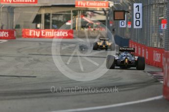 World © Octane Photographic Ltd. Sahara Force India VJM09 with Halo - Nico Hulkenberg and Renault Sport F1 Team RS16 - Kevin Magnussen. Friday 16th September 2016, F1 Singapore GP Practice 1, Marina Bay Circuit, Singapore. Digital Ref :