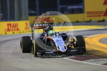 World © Octane Photographic Ltd. Sahara Force India VJM09 - Nico Hulkenberg. Friday 16th September 2016, F1 Singapore GP Practice 1, Marina Bay Circuit, Singapore. Digital Ref :