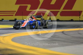 World © Octane Photographic Ltd. Manor Racing MRT05 – Esteban Ocon. Friday 16th September 2016, F1 Singapore GP Practice 1, Marina Bay Circuit, Singapore. Digital Ref :