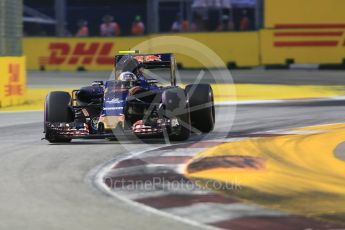 World © Octane Photographic Ltd. Scuderia Toro Rosso STR11 – Carlos Sainz. Friday 16th September 2016, F1 Singapore GP Practice 1, Marina Bay Circuit, Singapore. Digital Ref :