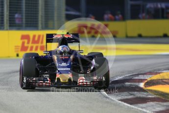 World © Octane Photographic Ltd. Scuderia Toro Rosso STR11 – Carlos Sainz. Friday 16th September 2016, F1 Singapore GP Practice 1, Marina Bay Circuit, Singapore. Digital Ref :