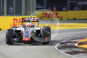 World © Octane Photographic Ltd. Haas F1 Team VF-16 - Esteban Gutierrez. Friday 16th September 2016, F1 Singapore GP Practice 1, Marina Bay Circuit, Singapore. Digital Ref :