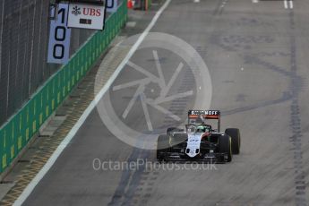 World © Octane Photographic Ltd. Sahara Force India VJM09 with Halo - Nico Hulkenberg. Friday 16th September 2016, F1 Singapore GP Practice 1, Marina Bay Circuit, Singapore. Digital Ref :