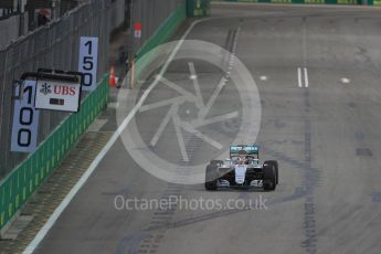 World © Octane Photographic Ltd. Mercedes AMG Petronas W07 Hybrid with Halo – Lewis Hamilton. Friday 16th September 2016, F1 Singapore GP Practice 1, Marina Bay Circuit, Singapore. Digital Ref :