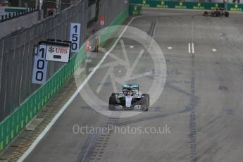 World © Octane Photographic Ltd. Mercedes AMG Petronas W07 Hybrid with Halo – Lewis Hamilton. Friday 16th September 2016, F1 Singapore GP Practice 1, Marina Bay Circuit, Singapore. Digital Ref :