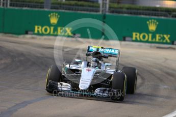 World © Octane Photographic Ltd. Mercedes AMG Petronas W07 Hybrid – Nico Rosberg. Friday 16th September 2016, F1 Singapore GP Practice 1, Marina Bay Circuit, Singapore. Digital Ref :