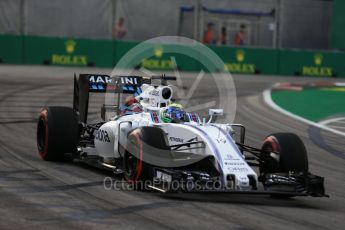 World © Octane Photographic Ltd. Williams Martini Racing, Williams Mercedes FW38 – Felipe Massa. Friday 16th September 2016, F1 Singapore GP Practice 1, Marina Bay Circuit, Singapore. Digital Ref :