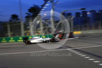 World © Octane Photographic Ltd. Williams Martini Racing, Williams Mercedes FW38 – Valtteri Bottas. Friday 16th September 2016, F1 Singapore GP Practice 1, Marina Bay Circuit, Singapore. Digital Ref :